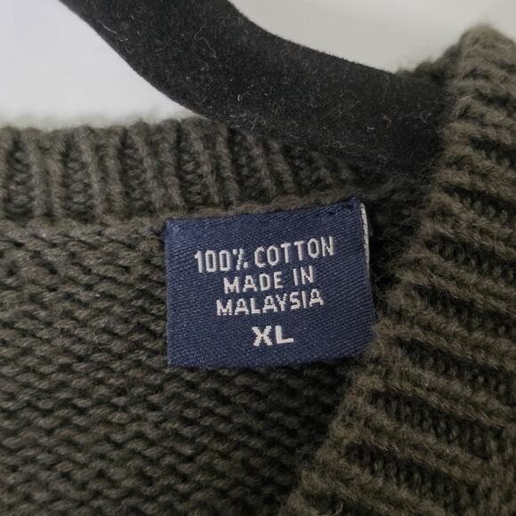 Izod Pullover Sweater Men's Size XL Navy Beige Army Green Stripes Grandpacore - Picture 4 of 5